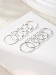 10pcs Minimalist Round Joint Knuckle Ring Suitable For Women's Daily Wear