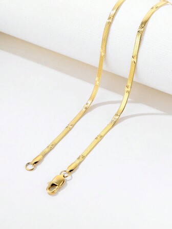 ZG YING ZHOU ZGYZ 1 pieza Nuevo collar de cadena de acero inoxidable con color dorado PVD 18K y diseño en relieve, regalo unisex para boda, fiesta, uso diario, combinación de atuendos, cadena tipo hueso de serpiente, collar largo