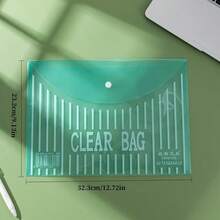 10pcs A4 Size Translucent Thick Plastic Button Closure Envelope Bag, Perfect For Storing Exam Papers, Documents, And Folders - Yellow - View 2