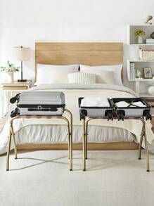 SONGMICS Soporte para Maleta, Juego de 2, Marco de AceroPlegable para Hotel, Dorado