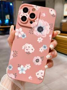 1入組花卉圖案手機殼,適用於iphone,三星,小米/紅米,oppo/realme,vivo - 粉色 - 查看 1