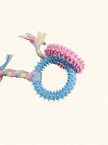 1pc TPR Material Bite-Resistant Cat/Dog Chew Toy With Colorful Fabric, Assorted Colors - Multicolor - View 5