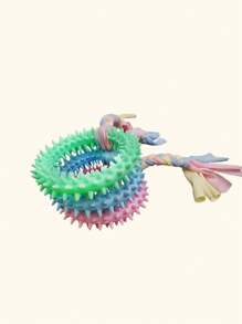 1pc TPR Material Bite-Resistant Cat/Dog Chew Toy With Colorful Fabric, Assorted Colors - Multicolor - View 6