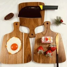 Pizza Plate, Tray, Chopping Board, Cutting Board, Small Cutting Board, Food Tray, Solid Wood Board, Beautiful And Convenient, Multi-Purpose Tray And Cutting Board, Have More Uses - Brown - View 6