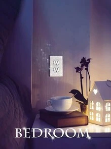 1個優雅迷人的閃亮開關套，鋪滿閃亮的銀色水晶，插頭套件，易於安裝且耐用的單位壁插座和雙插孔插座牆板，適用於臥室配飾家居裝飾 - 銀色 - 查看 8