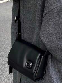 Dedoo Cái túi Nữ 2024 Mới 2024 Mới Màu thuần Da giả Kết cấu Hình vuông Nhỏ bé Túi Vuông Phổ biến nhất Cao cấp Tiếng Pháp Đỏ  Lễ cưới Cái túi Vai - màu đen - Xem 4