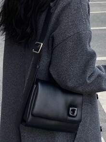 Dedoo Cái túi Nữ 2024 Mới 2024 Mới Màu thuần Da giả Kết cấu Hình vuông Nhỏ bé Túi Vuông Phổ biến nhất Cao cấp Tiếng Pháp Đỏ  Lễ cưới Cái túi Vai - màu đen - Xem 3