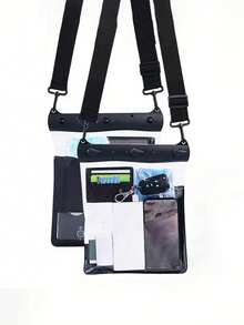 1 件防水包，夏季户外运动沙滩防水斜挎包，带触摸屏，适合游泳，手机保护袋，手机保护袋，沙滩配件，手机防水袋斜挎包挂绳通用触摸屏游泳潜水保护套运动包学校用品学校用品沙滩包巡航必需品运动包手机袋度假运动旅行，划船游泳浮潜皮划艇海滩泳池水上乐园运动包基本款游泳包游泳者热带海岸氛围沙滩包适合游泳夏季岛屿假期度假沙滩配件适合女孩男孩男士女士 - 黑色 - 查看 2