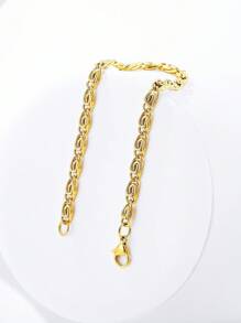 ZG YING ZHOU ZGYZ 1条男女通用不锈钢无限符号链，18K镀金手链，适合婚礼、派对、送礼，中东结扭绳链，简约风格