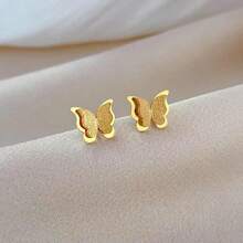 Pendientes de tachuela con diseño de mariposa - Oro rosa - Ver 12