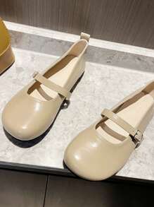 女士复古玛丽珍平底鞋，圆头低帮法式正装鞋，大码 41-43