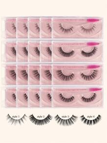 MAANGE 20/32对自然交叉浓密假睫毛，4种款式，包含20支睫毛刷，可重复使用，可选配双头眉刷/镊子/多功能刷，新年礼物，圣诞节睫毛礼盒套装，约会礼物（女士），送给女朋友、妻子、母亲、生日礼物、派对礼物，礼盒包装。 - 黑色 - 查看 6