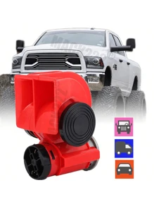Claxon Corneta Bocina Tono Tren Uso Rudo Súper Potente,Claxón Corneta bocina 115±5(db) para coche motocicleta,Electrónica para Coches,Accesorios Electrónicos para Coches,Claxon De Coche Profesional De 115±5(db)- Universal Para Motocicletas, Camiones, Coches Y Barcos - Duradero, Resistente Al Agua Y Con Tono Alto/bajo - Claxon De Coche De Alto Volumen De 12(V) - Rojo - Ver 1