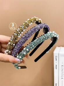 3pcs Girls' Teethed Anti-slip Hairband For Fringe - Multicolor - View 3