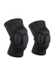 1pair Sports Sponge Knee Pads For Both Men And Women, Anti-Slip For Dancing And Kneeling - Black - View 1