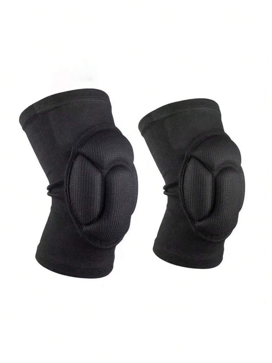 1pair Sports Sponge Knee Pads For Both Men And Women, Anti-Slip For Dancing And Kneeling - Black - View 1