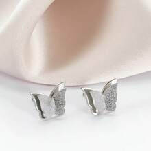 Pendientes de tachuela con diseño de mariposa - Oro rosa - Ver 4