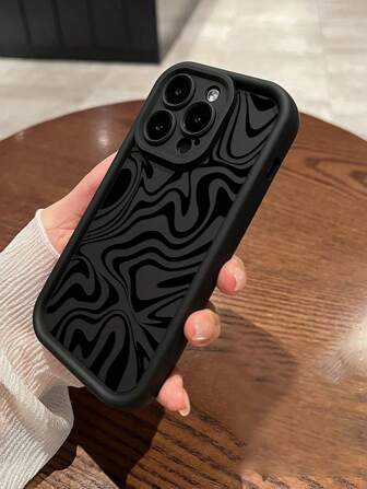 1 pieza Funda de teléfono personalizada con textura gruesa y estampado de moda, con protección anti-caídas, compatible con series de Apple y