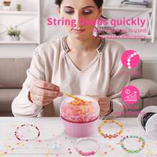 Máy quay hạt tự động được nâng cấp, Máy tạo hạt tự làm có thể điều chỉnh tốc độ để làm đồ trang sức (Có đầu cắm và cáp USB), bao gồm kim tạo hạt, đường pha lê và dụng cụ xâu ngẫu nhiên - Nhiều màu - Xem 5