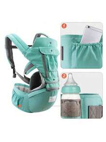 Mochila Canguru Maternidade Bebê Bolsa Carregar Conforto Suporte Criança Costas Baby Passeio ref: A6612 - Verde Menta - Visão 2