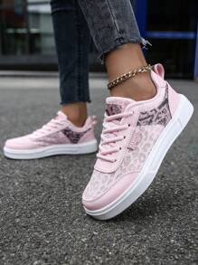 Novo Estilo Respirável E Vazado Sapatos De Mulher Rosa, Raso, Confortável, Casual, Sapatos De Esporte Feminino De Verão