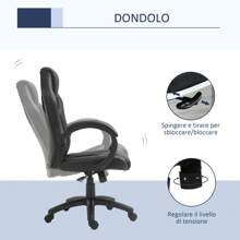 - Poltrona Ufficio Stile Racing Gaming Regolabile - Bestseller 2015 - Nero - nero - Visualizzare 3