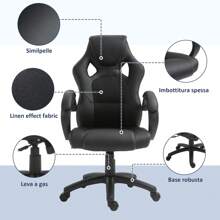 - Poltrona Ufficio Stile Racing Gaming Regolabile - Bestseller 2015 - Nero - nero - Visualizzare 4
