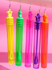 1 par de aretes con colgante de botella de burbujas creativa y linda en color fucsia para mujeres - multicolor - Ver 7