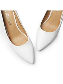 Women's High Heels Pointed Toe Chunky Heeled Block Classic Slip On For Spring Wedding Casual Or Formal Occasions Dress Pumps Shoes - 白色 - 查看 8