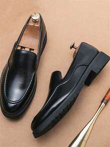 Giày da công sở trơn màu tua rua đơn giản cho nam - màu đen - Xem 3