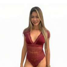Women Bodysuits - Màu Đỏ Sâu - Xem 1