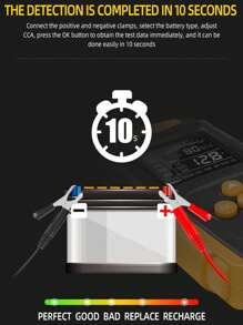 12v和24v電池測試器,電池分析儀測試工具,適用於濕式/gel/sla/洪水/efb/鉛酸/ Agm - 紅色 - 查看 5