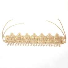 Queen Style Luxurious Full Diamond Head Chain With Double Layer Chain And Adjustable Length Pin For Wedding Bride Robe Accessories Clothing Decoration - Gold - View 6