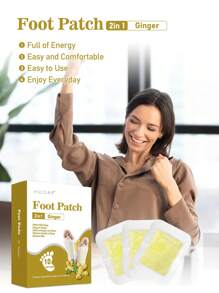 姜黃腳貼,每包10片,2合1易於使用的足部清潔貼,去除雜質,舒緩腳部、讓雙腳感覺清爽,改善腳臭,男女均適用 - 黃色 - 查看 3