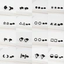 1 Pair New Stainless Steel Geometric  Stud Earrings For Women Everyday Tiny Moon Star Earrings Birthday Gift Jewelry