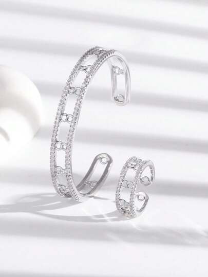 زخرفة مكعب زركونيا سوار مفتوح و خاتم مفتوحرمضان