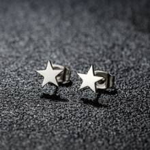 1 Pair New Stainless Steel Geometric  Stud Earrings For Women Everyday Tiny Moon Star Earrings Birthday Gift Jewelry