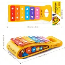 1入組兒童音樂玩具手擊鋼琴拖拉滑車6個音樂齒輪鯨魚隨機顏色包括2份樂譜早期教育禮物