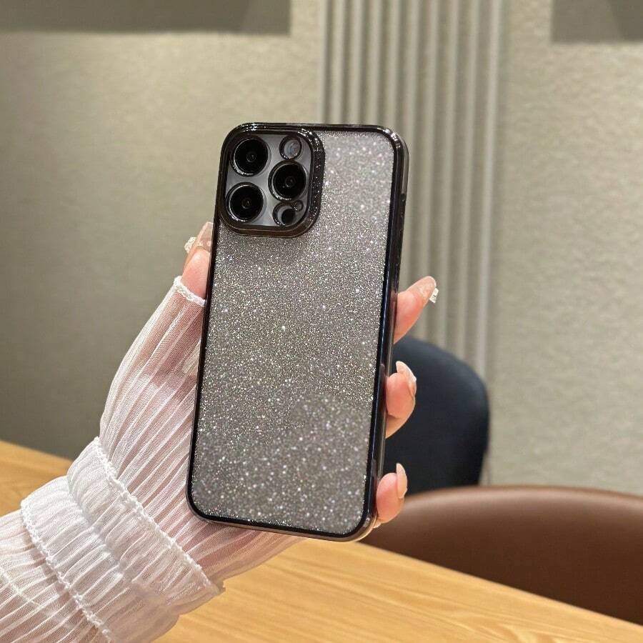 Tpu Electroplated Glittery Ombre Phone Case Compatible With Apple Iphone 15promax/Samsung S24/S24u And Other Android Phones - Black - View 1
