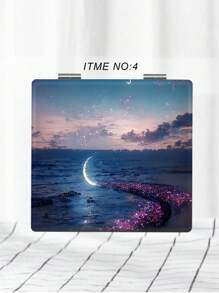 1入摺疊式,輕量級,超薄型妝台鏡,經典星系和海洋設計,適用於所有場合,適用於所有年齡層 - 彩色 - 查看 14