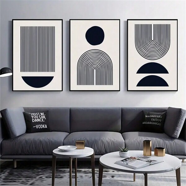3 Pezzi Poster In Tela, Arte Moderna, Pittura Su Tela Astratta Con Pattern A Linee, Regalo Ideale Per Camera Da Letto, Soggiorno, Corridoio, Arte Della Parete, Decorazione Parete, Decorazione Autunnale E Decorazione Stanza, Senza Cornice