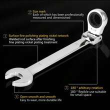 Juego De Herramientas De Hardware De 6 Piezas De Llave De Trinquete De Doble Uso Con Rotación De 180 Grados (bonus: Grabado Con Chrome Vanadium, Sin Grabado Son Normales, El Material No Tiene Ninguna Diferencia) - Plateado - Ver 7