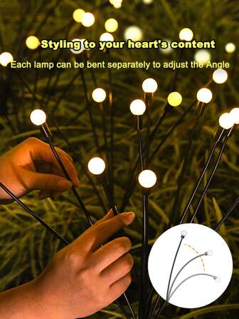 太阳能草坪灯 LED 风力驱动萤火虫地面插电灯花园装饰节日灯，带 6 个摆动头，适合万圣节和圣诞节，户外花园照明，适用于小路、庭院、露台