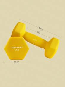 SONGMICS Juego de 2 Mancuernas de Vinilo 2 x 2 kg Amarillo - Amarillo - Ver 7