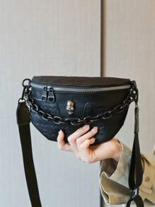 New All-In-One Fashion Chest Bag Retro Personalized Crossbody Bag Korean Version, Y2k Bag, 2000s Fashion Style, Gothic Punk Bag For Women, Vintage Bag For Women , Punk - Black - View 5