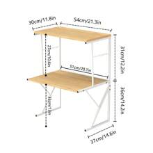 Countertop Microwave Rack Storage Shelving Unit, Small Oven Shelf Microwave Stand, Printer Stand For Desktop Storage Organizer - Khaki - View 2