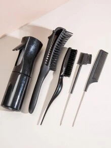 WANMEI 5件套美发造型刷套装，包含：定型刷、蓬松刷、造型尾梳、丰盈马尾刷、眉刷、化妆刷、睫毛梳、睫毛分离器、睫毛嫁接工具、女士美容工具、化妆刷、三合一定型刷（塑料材质），适用于浓密卷发或打结的接发，梳子、发刷、定型刷、解结刷、球形刷、迷你刷、刷具套装 - 彩色 - 查看 9