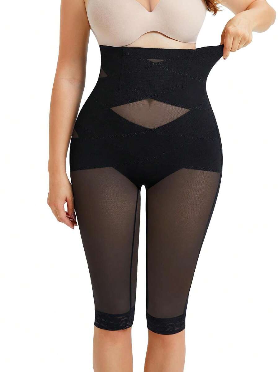 JUNLAN Body Shaper For Women Tummy Control Butt Lifting Shapewear Criss-Cross High Waist Shapewear Pants Thigh Slimmer - màu đen - Xem 1