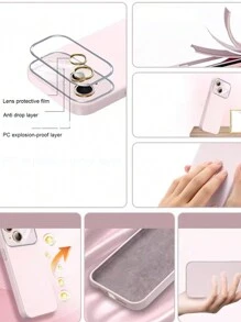 新款液体硅胶手机壳适用于 iPhone 15，高端质感，适合女性，带全屏窗口，兼容 14pro/15pro Max/12pro Max，带镜头保护膜和防摔软套，兼容 iPhone 11