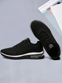 Men's Fashion Breathable Sports Fly Knitting Casual Shoes - màu đen - Xem 6